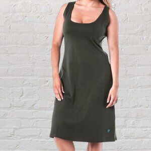 EUC Alki'i 100% Cotton Sleeveless Scoop Neck A-Line Angelina Dress Olive Size XL